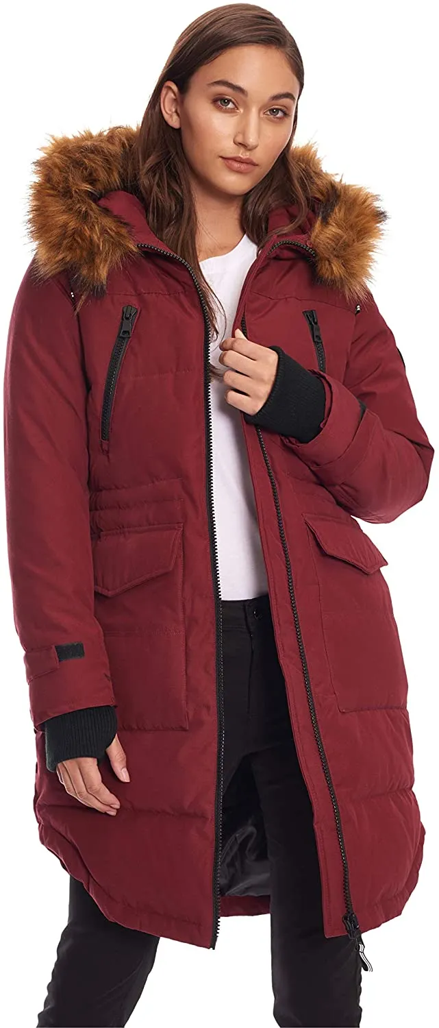 Alpine North Womens Vegan Down Drawstring Winter Parka