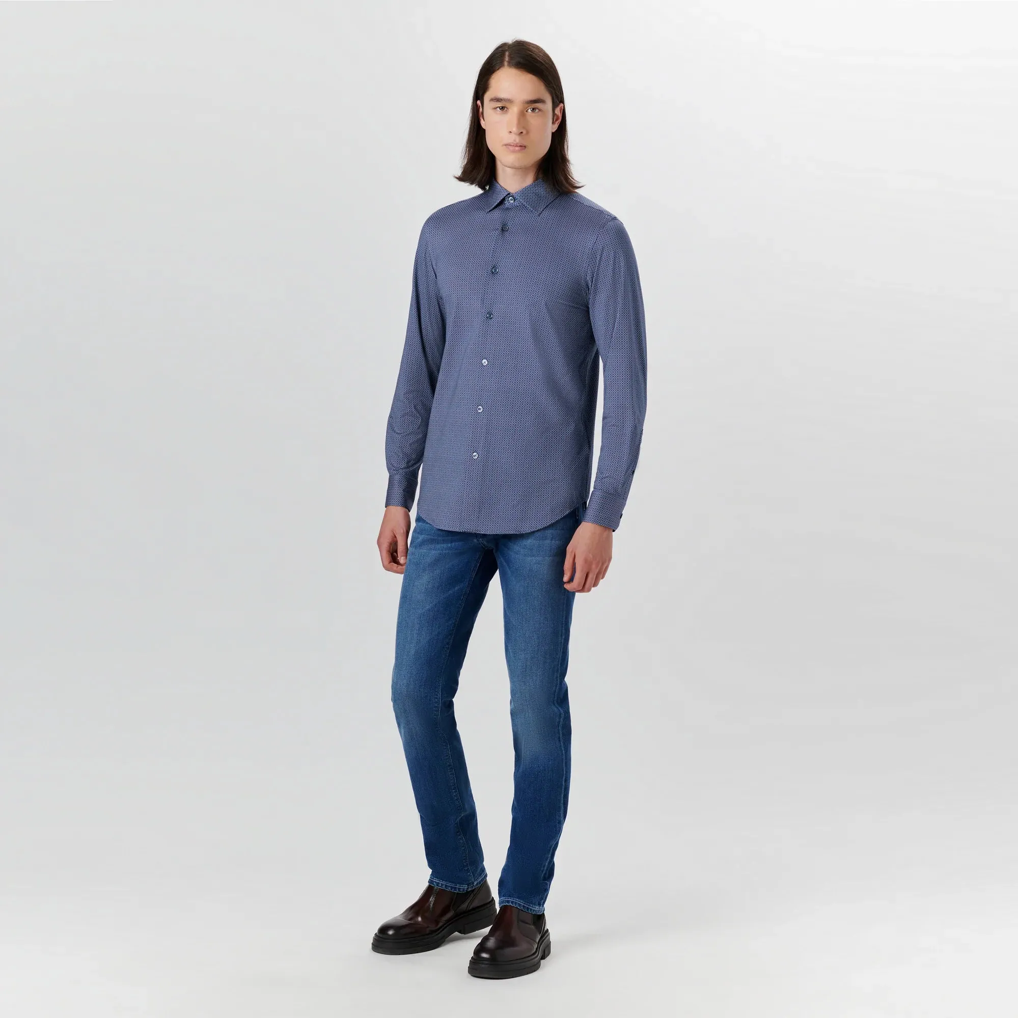 Bugatchi James Bird's Eye Print OoohCotton® Shirt