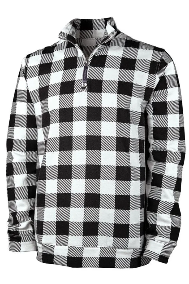 Charles River Unisex Black Check Crosswind Quarter Zip Sweatshirt (Wholesale Pricing N/A)