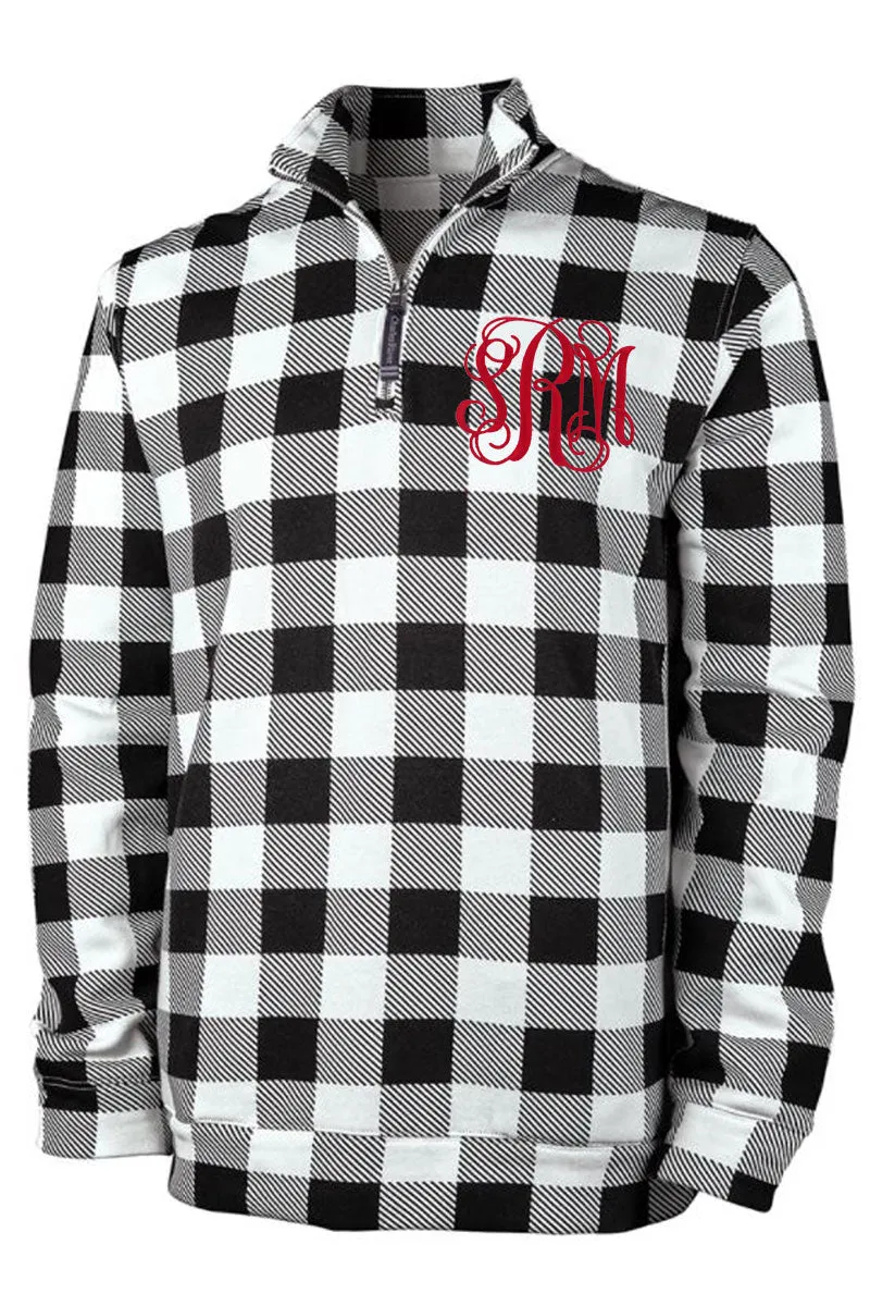 Charles River Unisex Black Check Crosswind Quarter Zip Sweatshirt (Wholesale Pricing N/A)