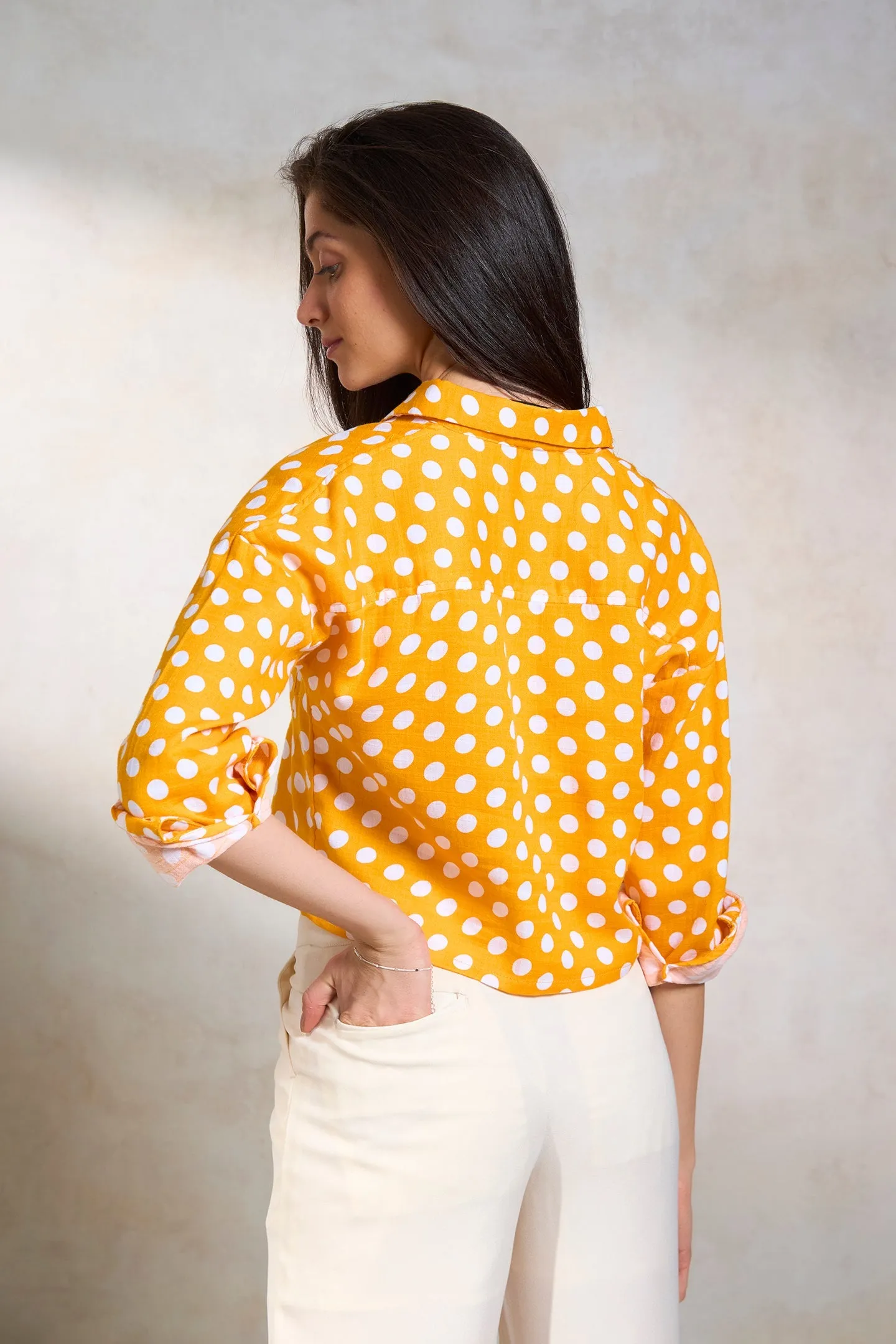 Cheryl|Polka Boxy Cotton Shirt