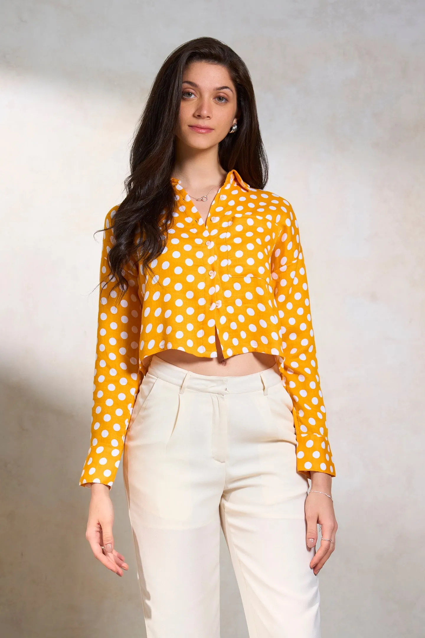Cheryl|Polka Boxy Cotton Shirt