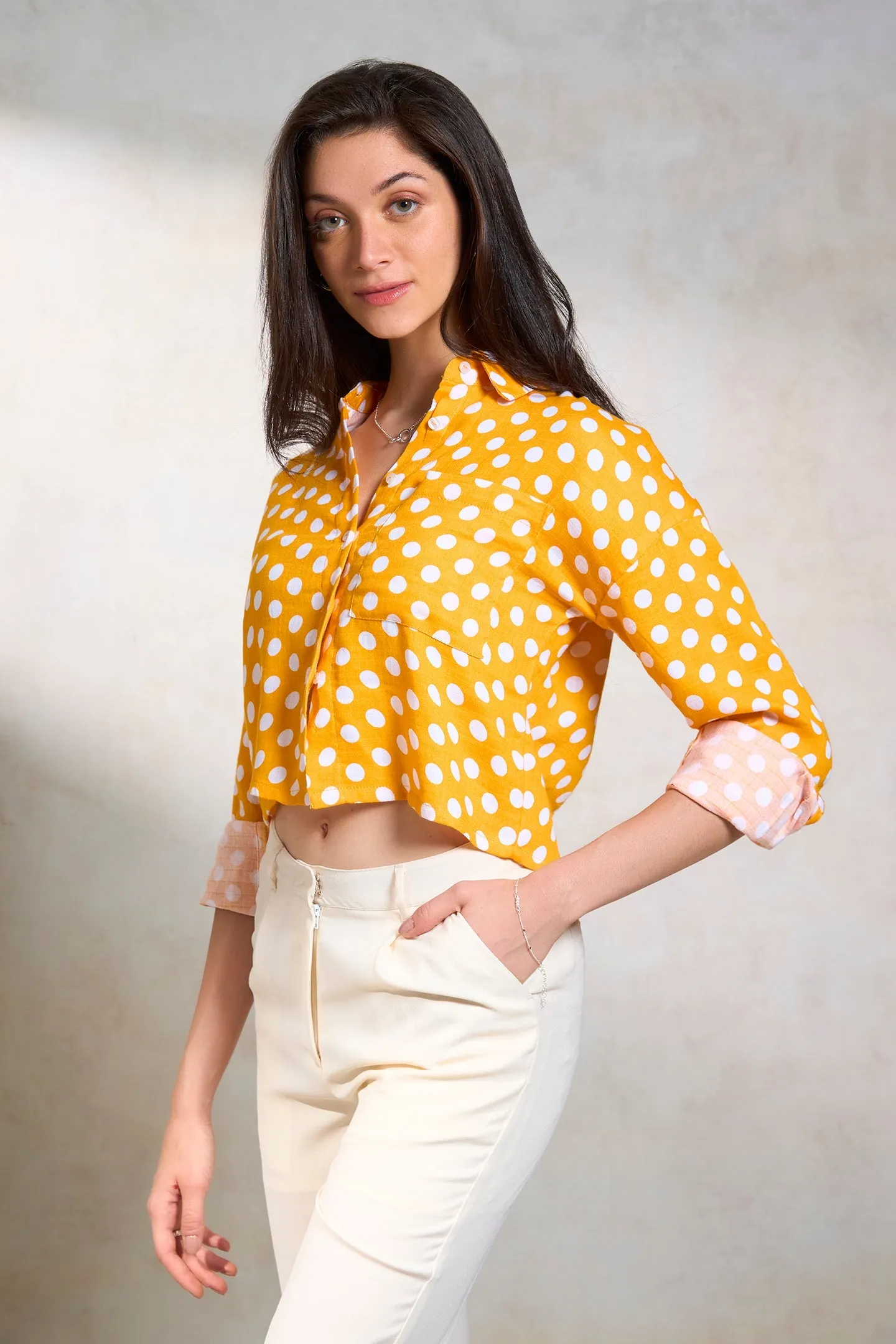 Cheryl|Polka Boxy Cotton Shirt