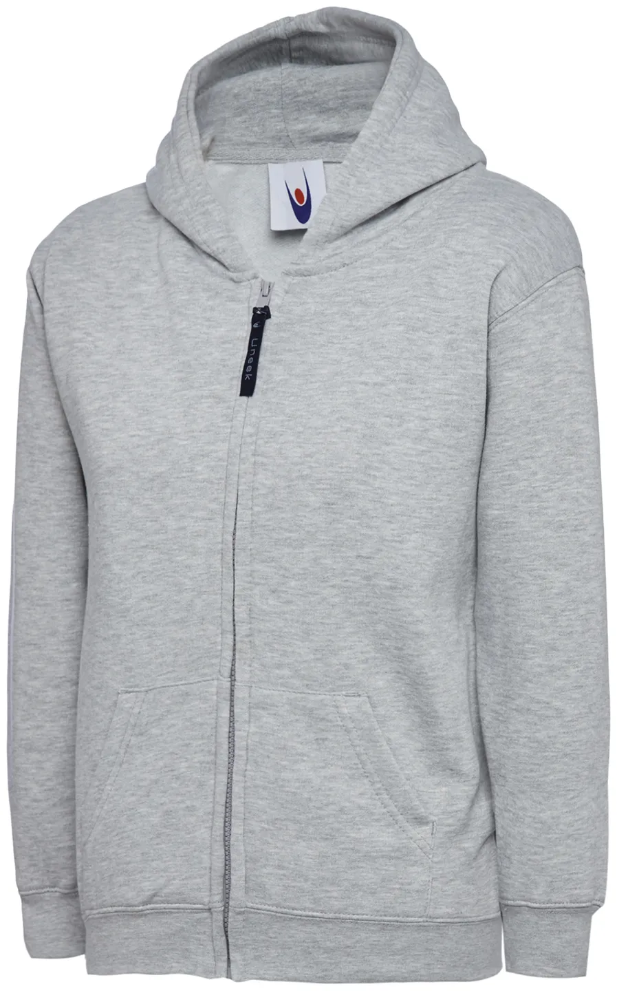 Childrens Classic Full Zip Hooded Sweatshirt | Heather Grey
