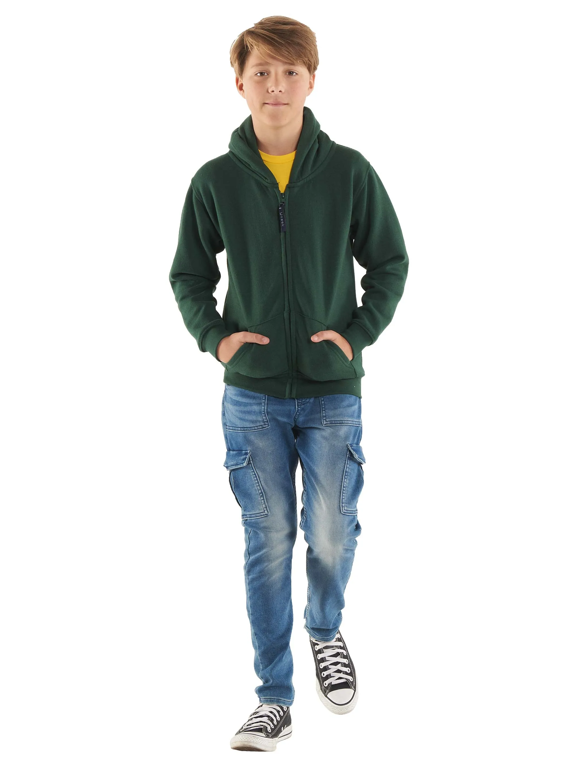 Childrens Classic Full Zip Hooded Sweatshirt | Heather Grey
