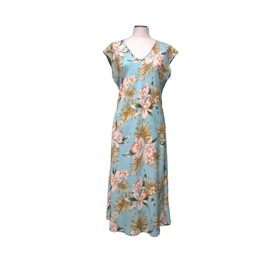 Classic White Orchid Mid-Length Hawaiian Dresses