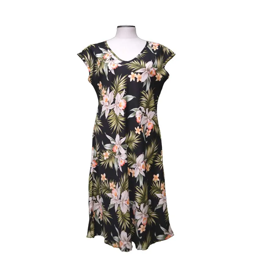 Classic White Orchid Mid-Length Hawaiian Dresses
