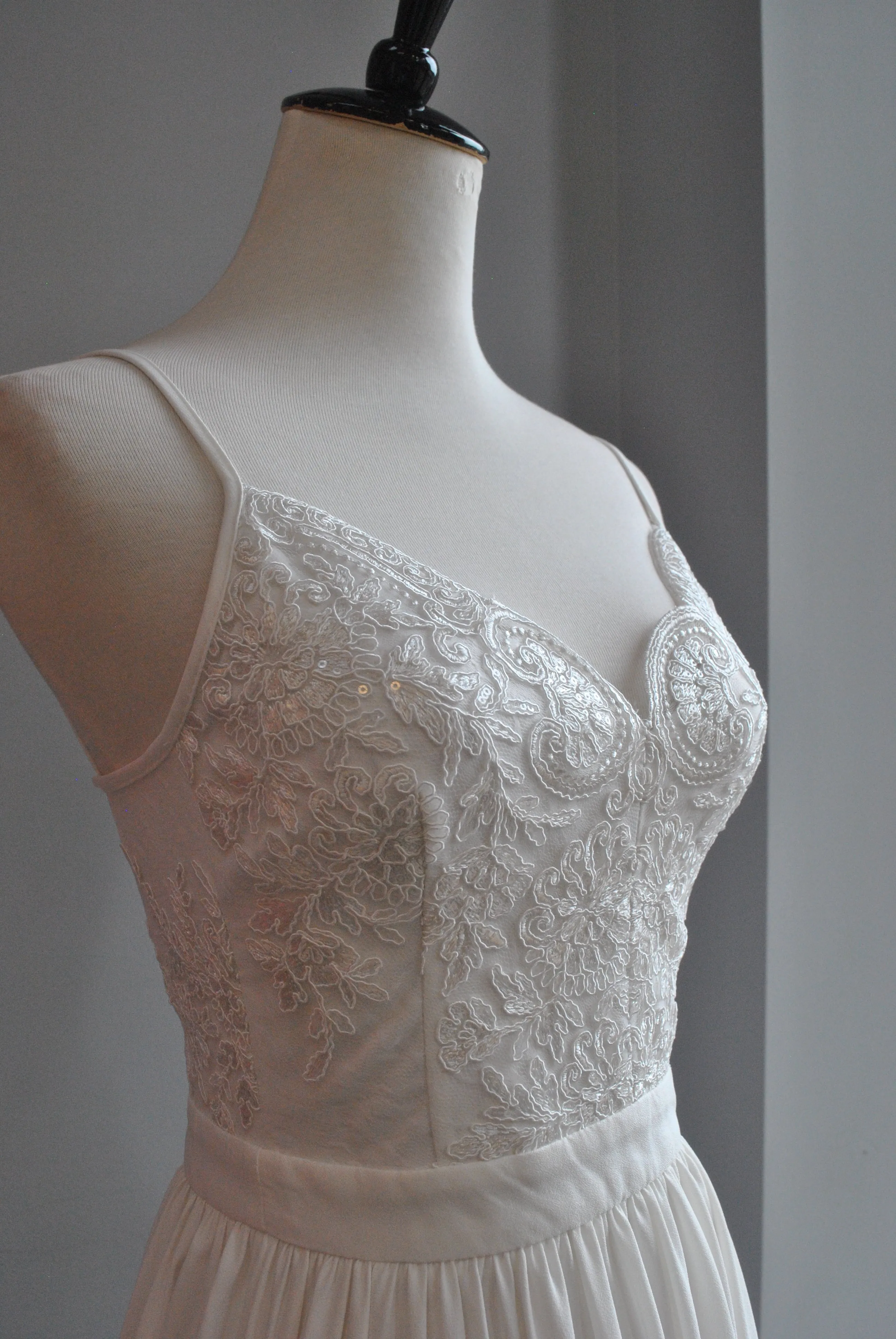 CLEARANCE - WHITE MAXI DRESS WITH LACE TOP