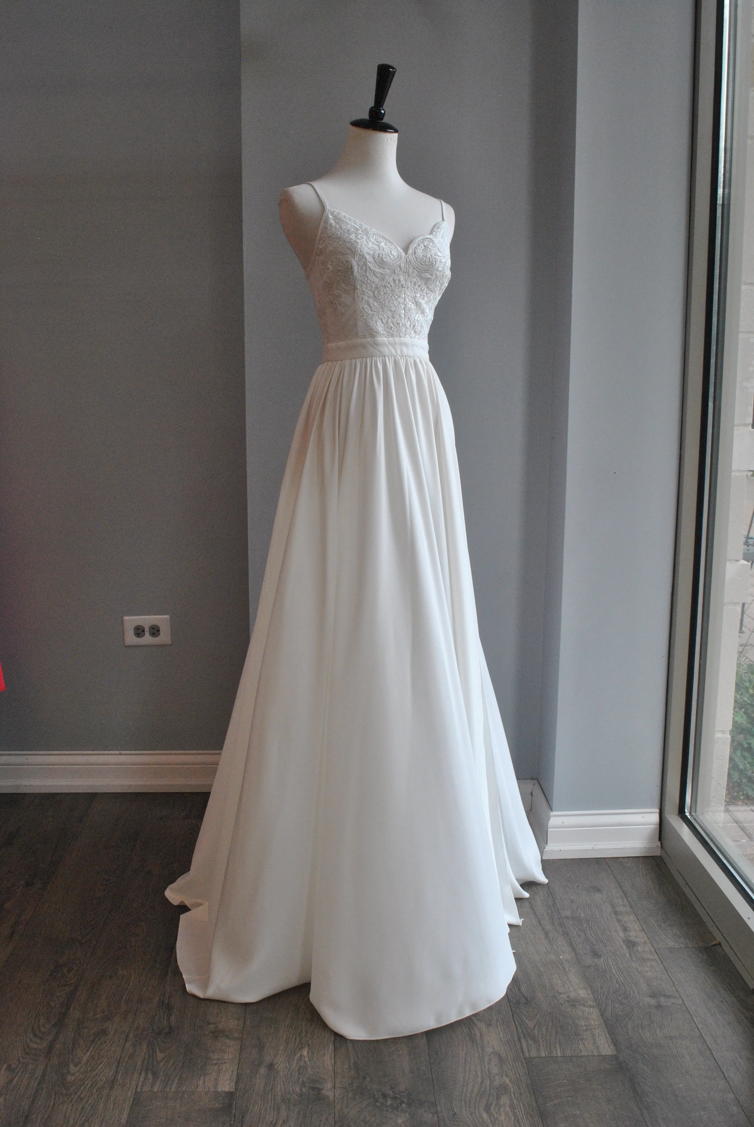 CLEARANCE - WHITE MAXI DRESS WITH LACE TOP