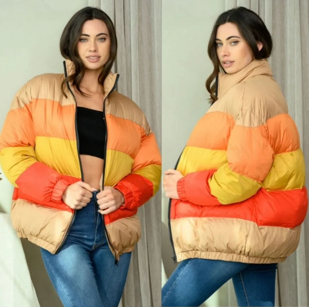 Color Block Puffer Jacket