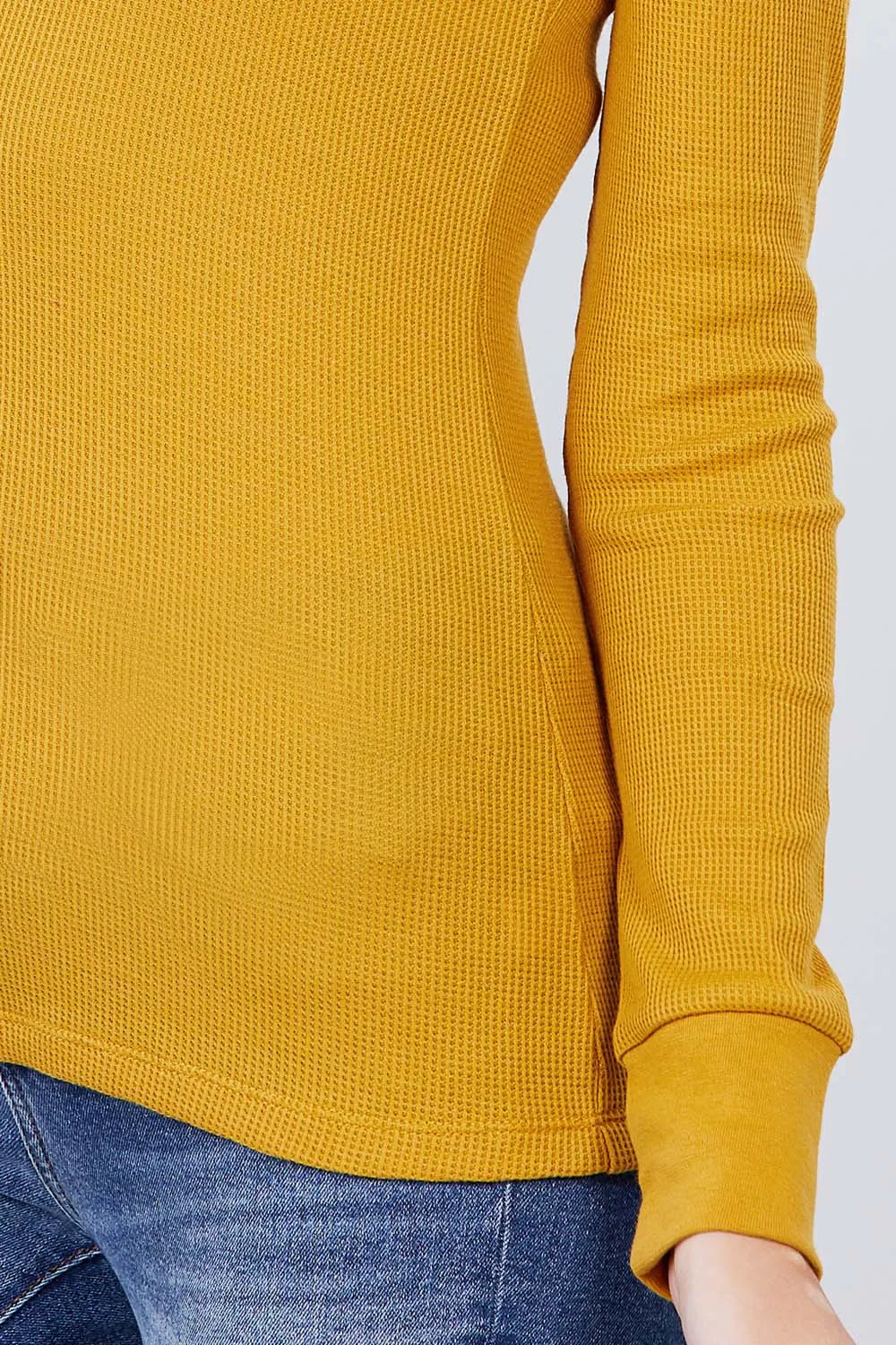 Cotton Blend Thermal V Neck Knit Top for women long sleeves