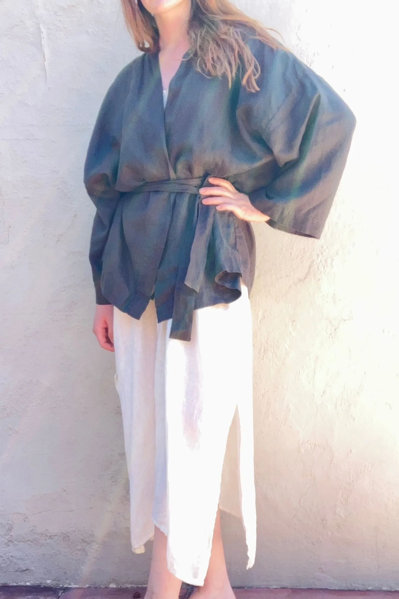 Deiji Studios Charcoal Linen Kimono Jacket