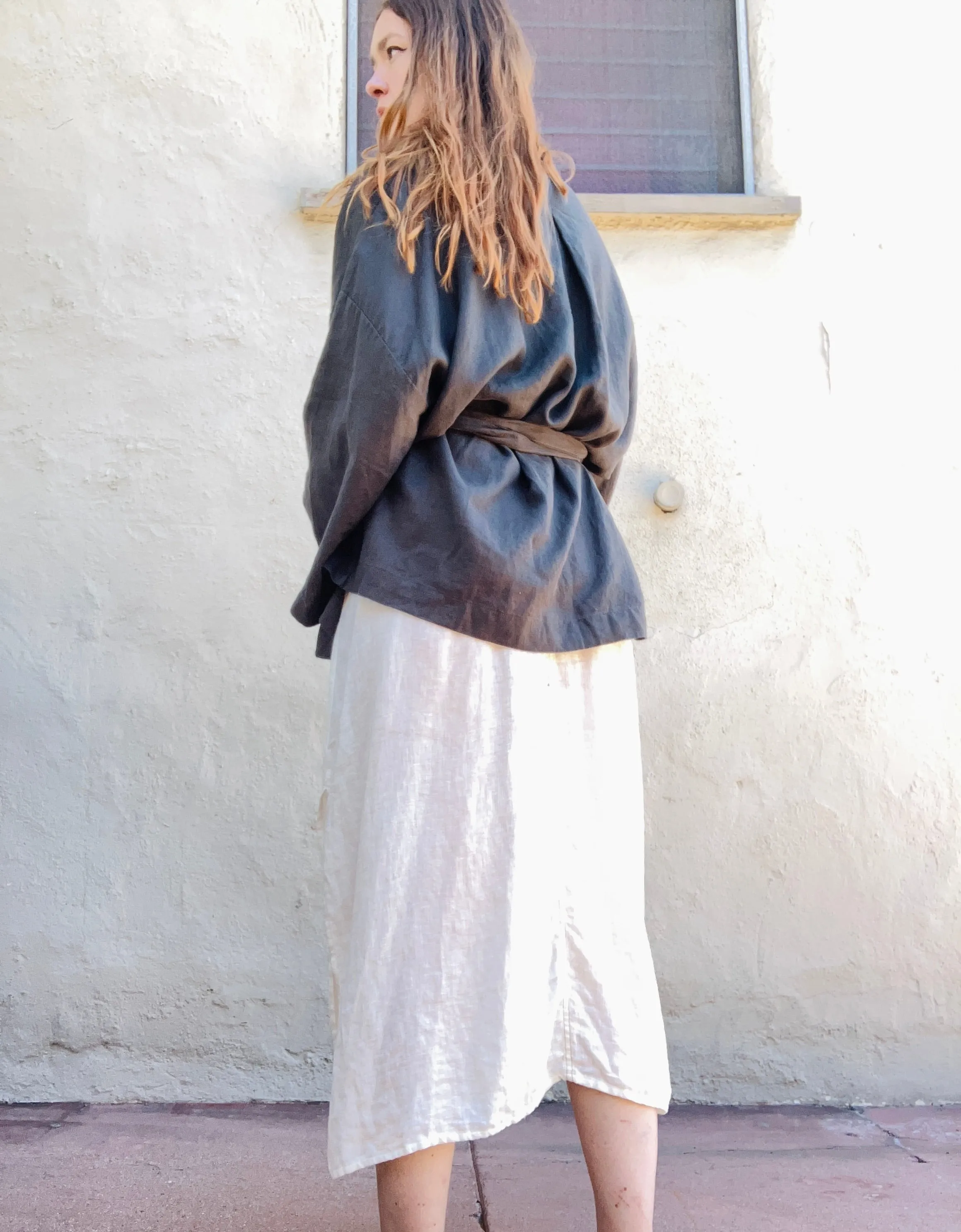 Deiji Studios Charcoal Linen Kimono Jacket