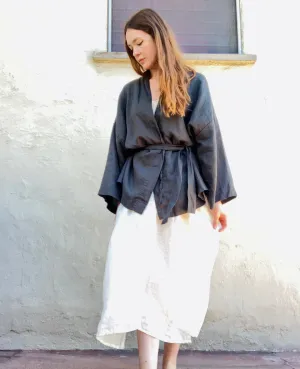 Deiji Studios Charcoal Linen Kimono Jacket
