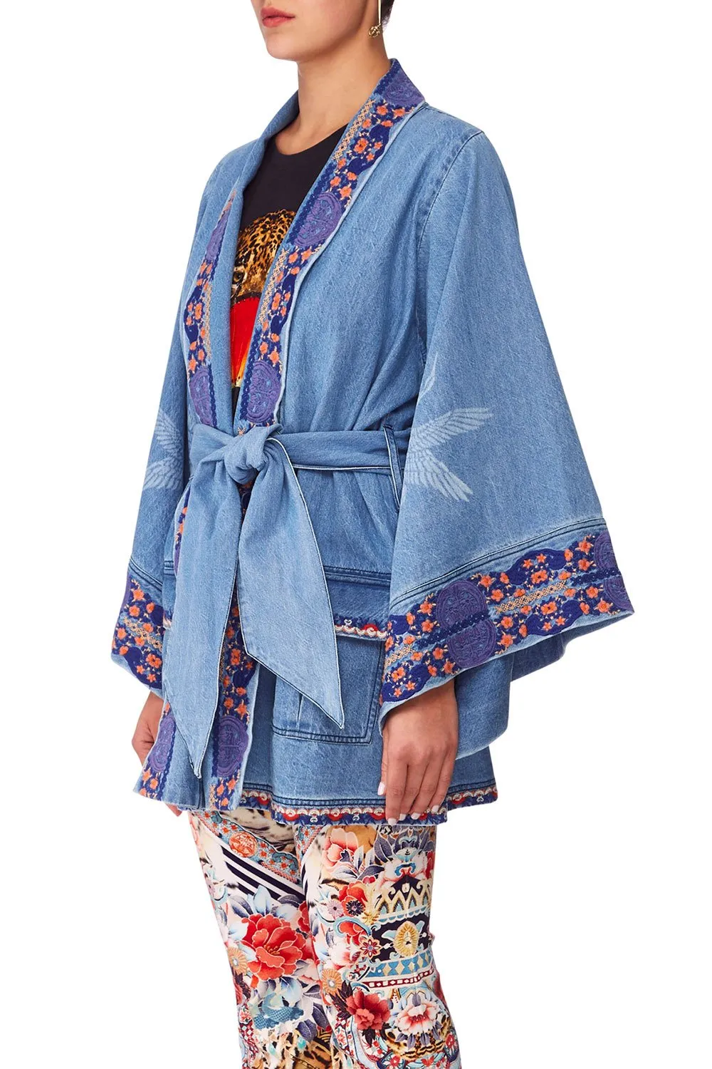 DENIM KIMONO WITH BELT SATURN SISTER