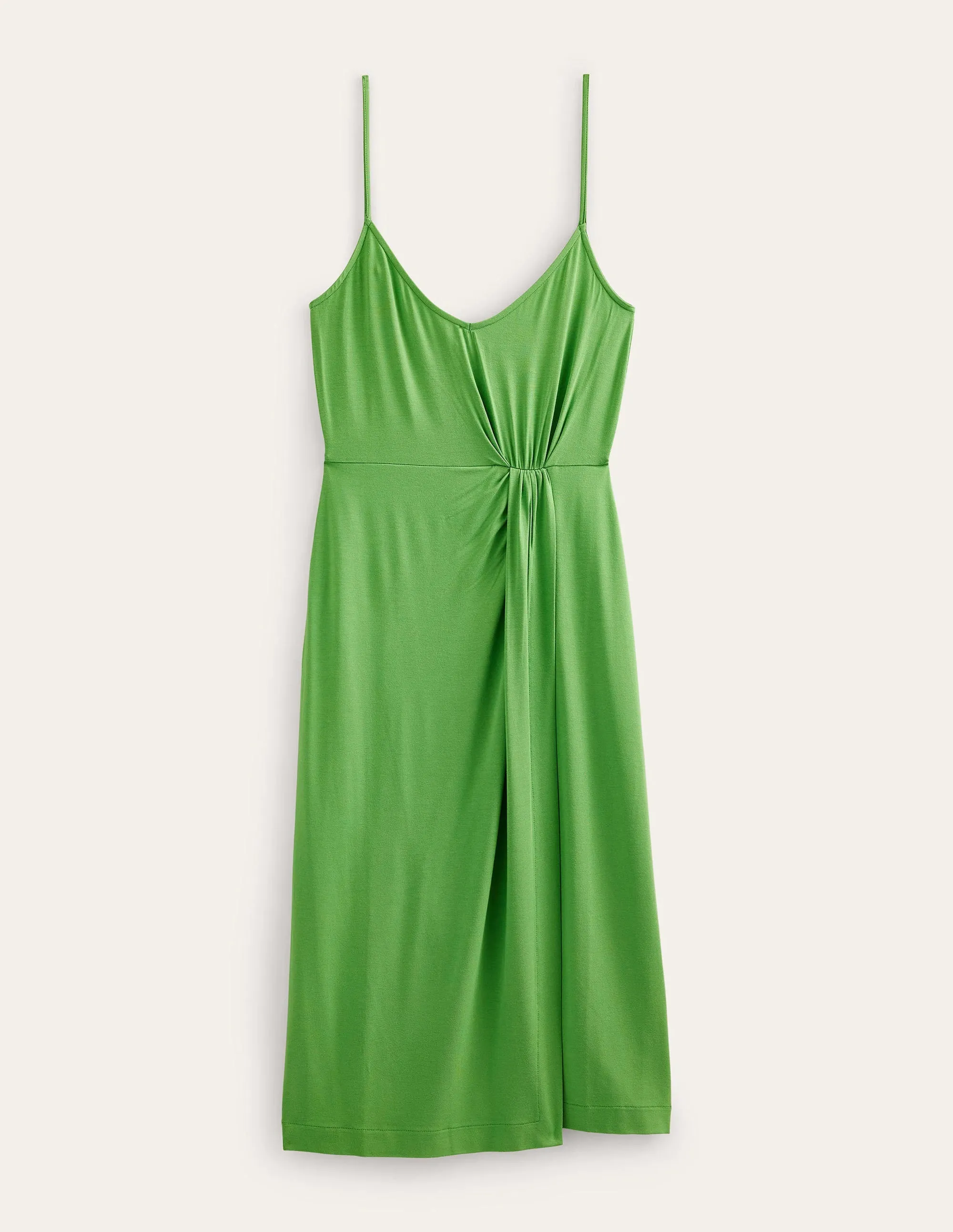 Gathered Jersey Midi Dress-Lime