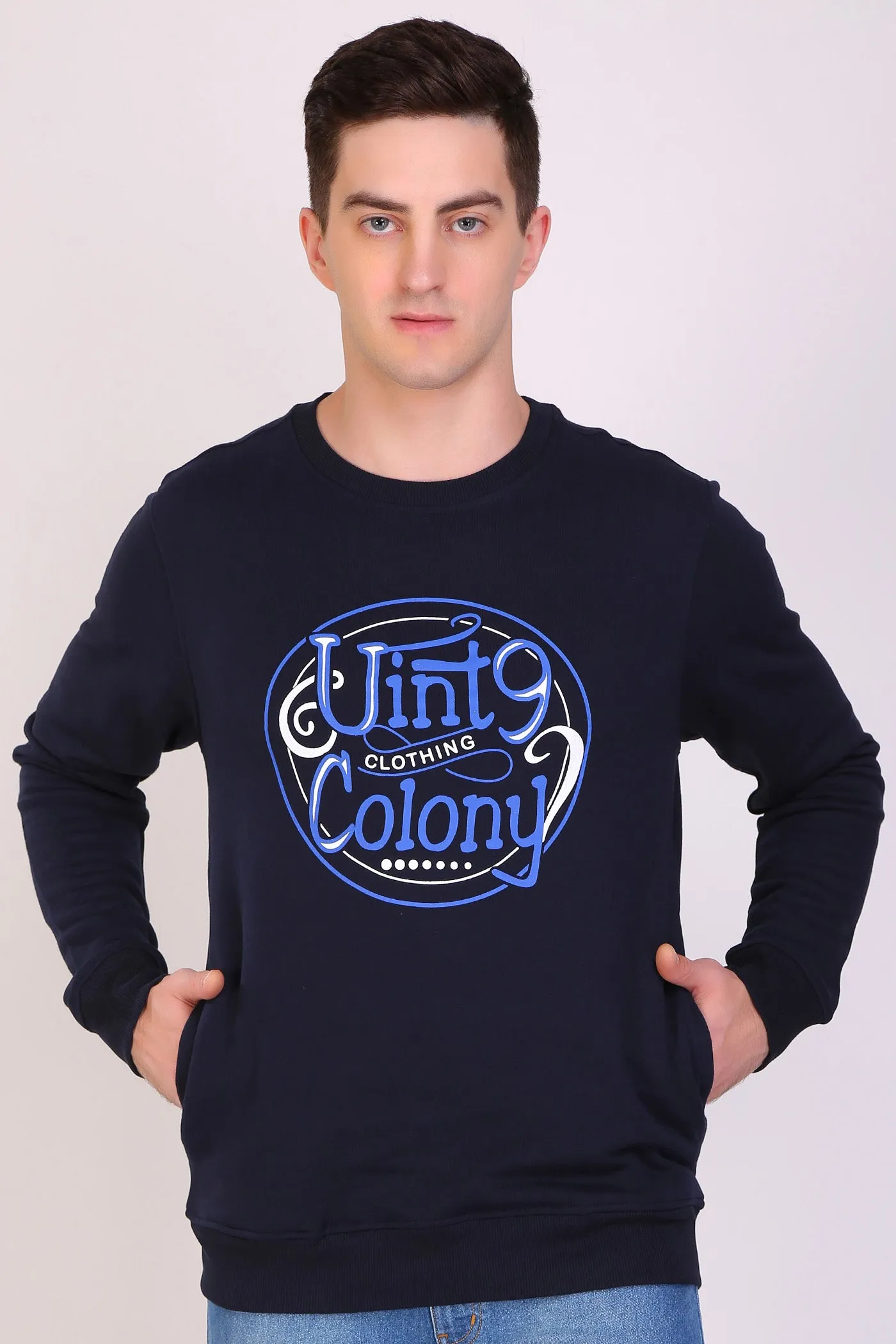 HiFlyers Full Sleeve Printed Men Sweatshirt-Navy