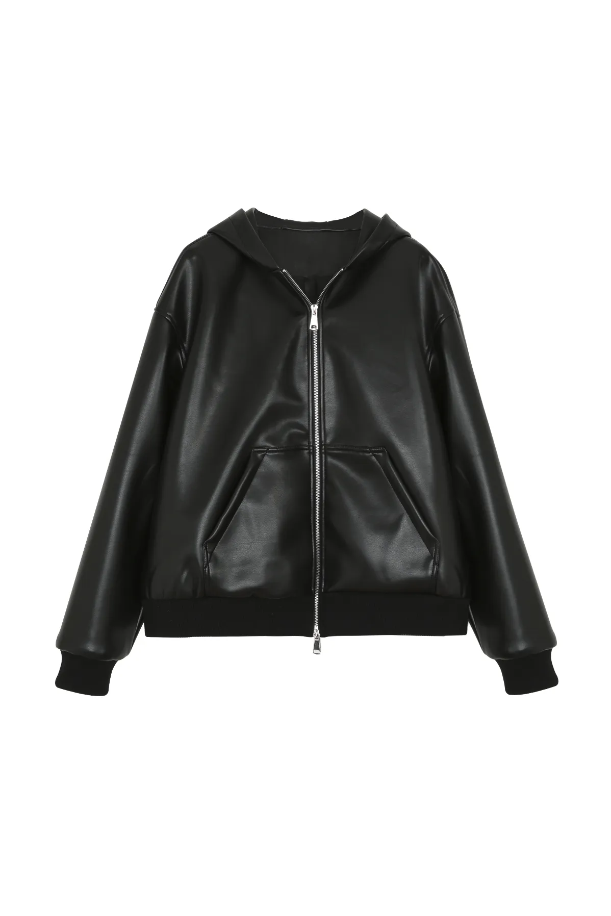 Hooded Faux Leather Jacket