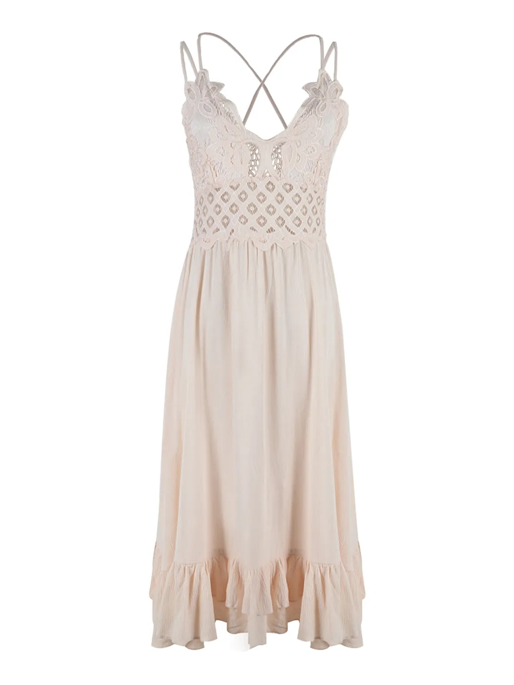 Lace Ruffle Slip Dress
