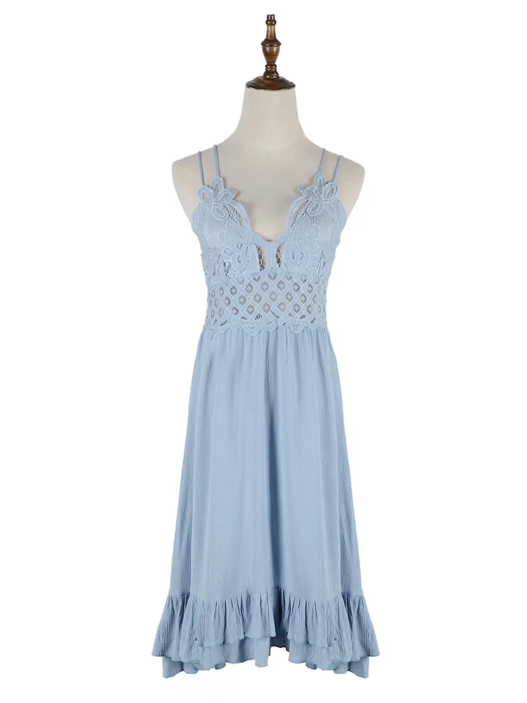 Lace Ruffle Slip Dress