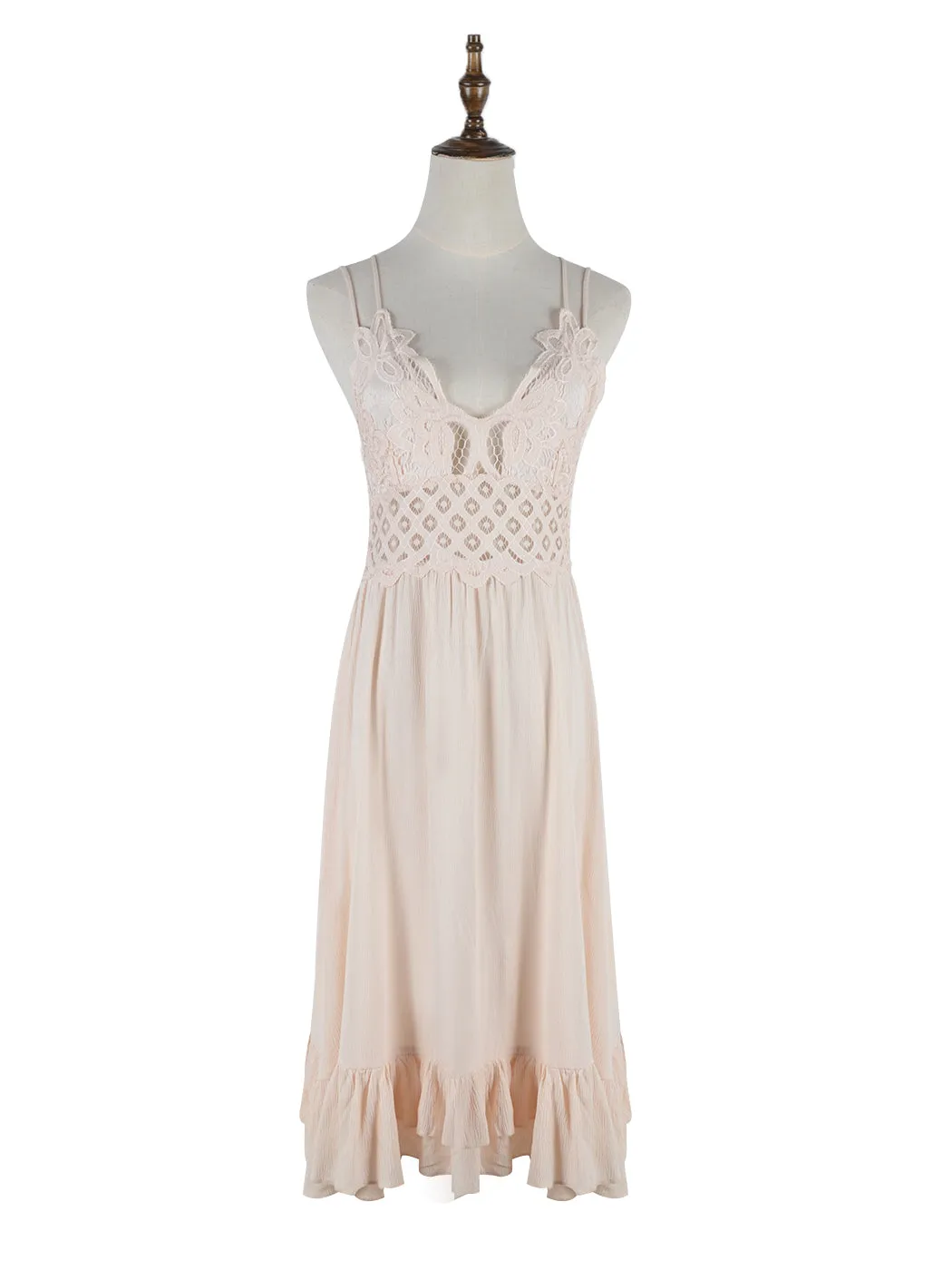 Lace Ruffle Slip Dress