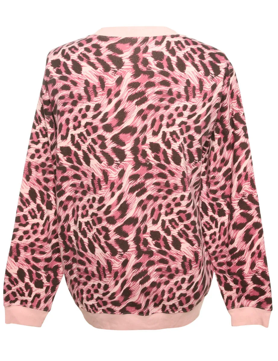 Leopard Print Purple Sweatshirt - M