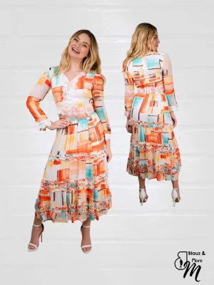Long Viscose layered ruffled pleated Skirt - SK020
