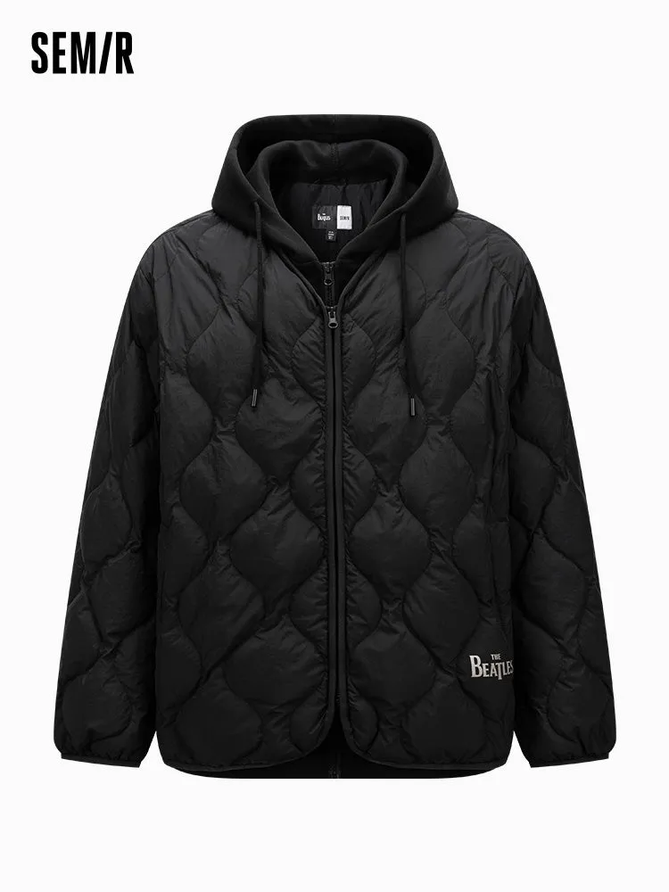 Men's black short and light down jacket
