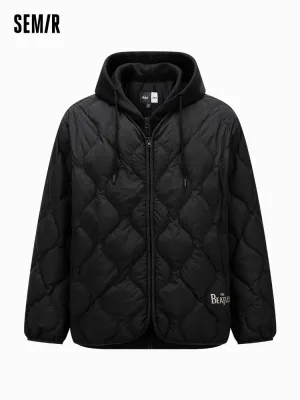 Men's black short and light down jacket