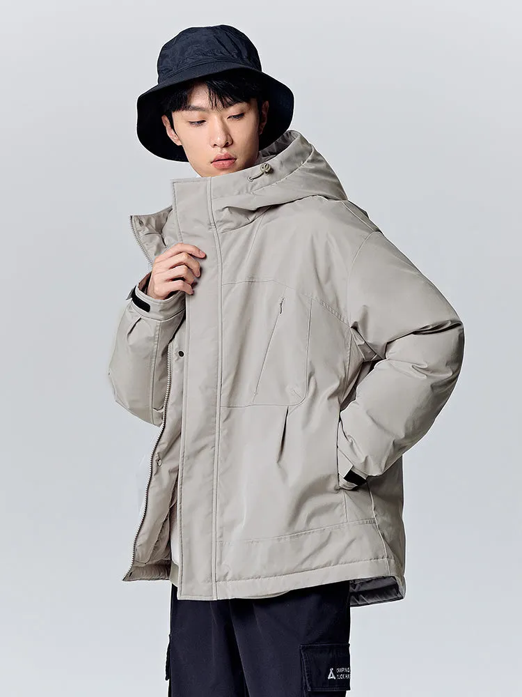 Men's gray short thin down jacket