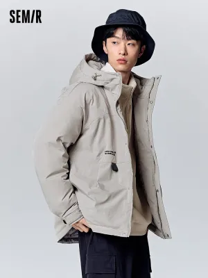 Men's gray short thin down jacket