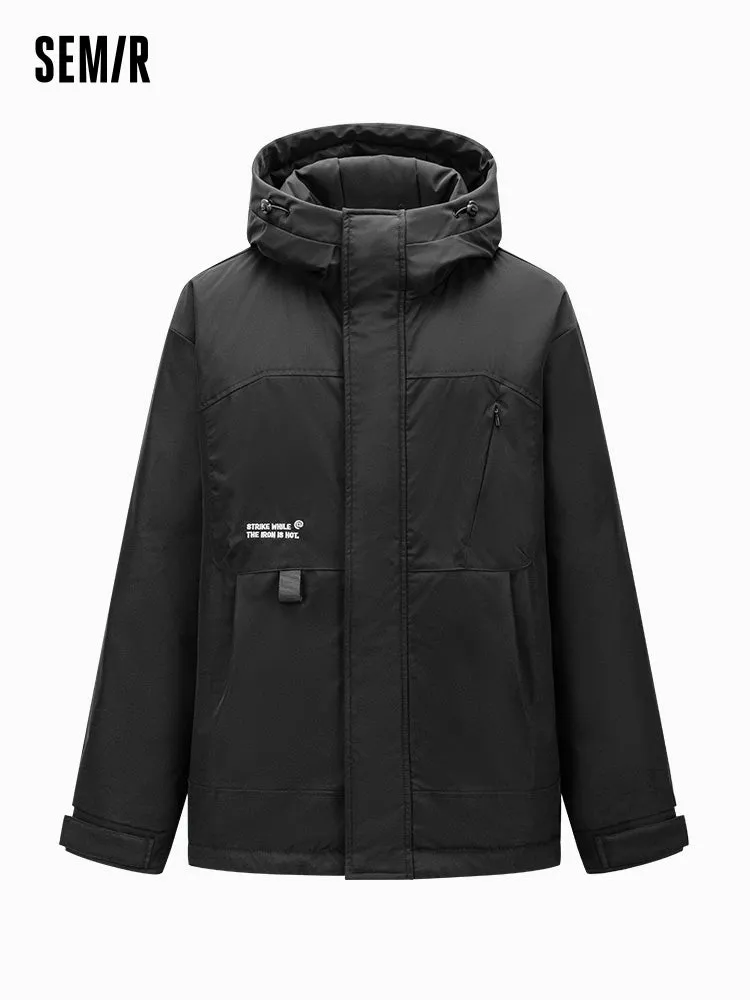 Men's gray short thin down jacket