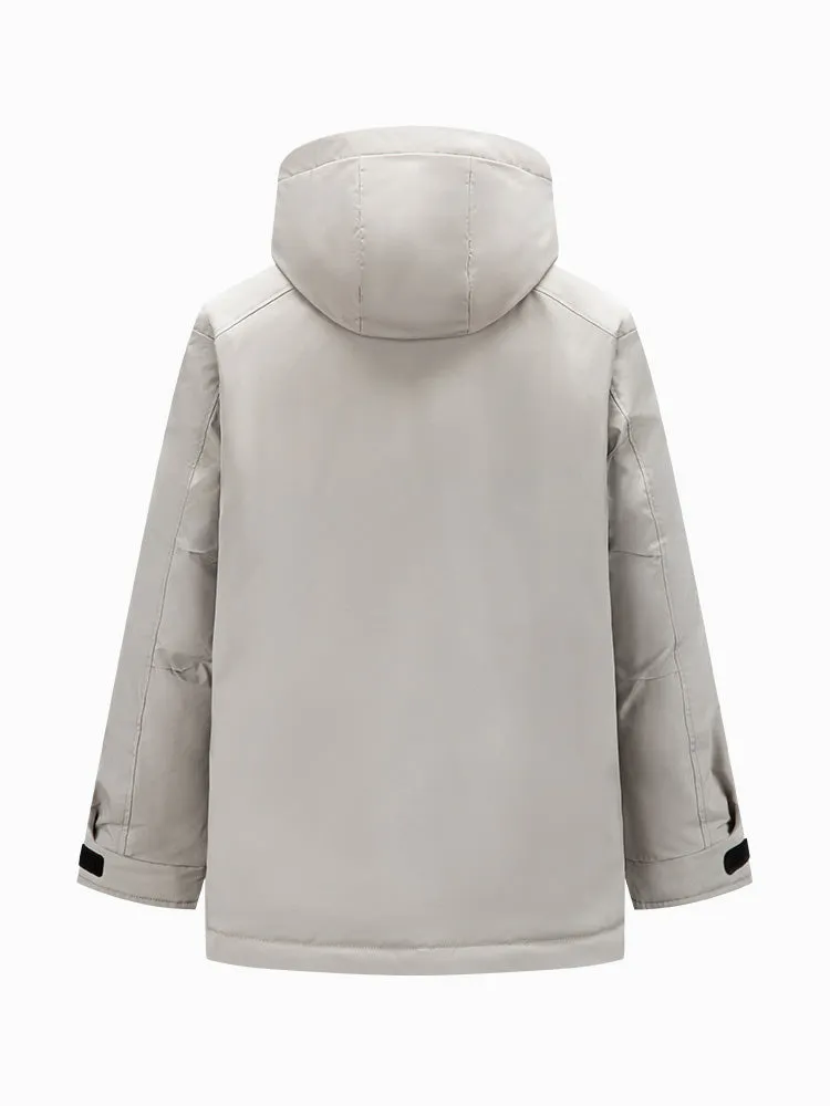 Men's gray short thin down jacket