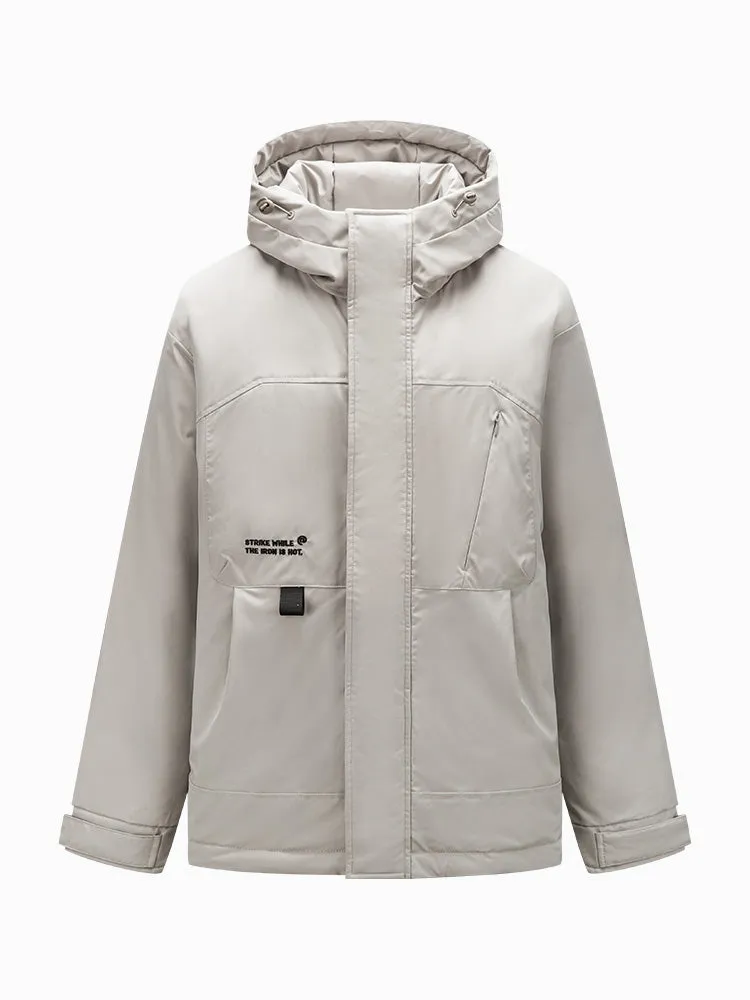 Men's gray short thin down jacket