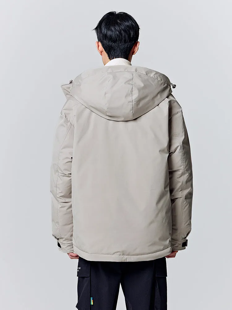Men's gray short thin down jacket