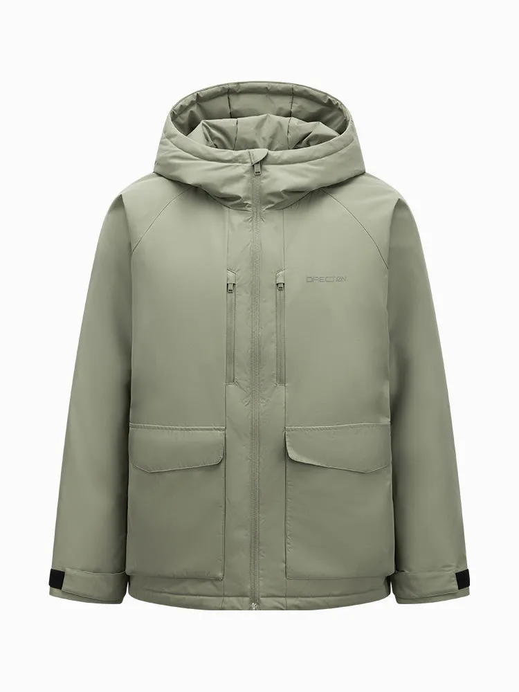 Men's light gray mid-length thick down jacket