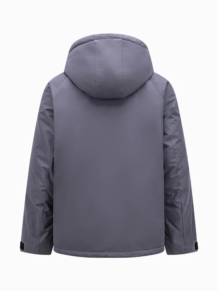 Men's light gray mid-length thick down jacket