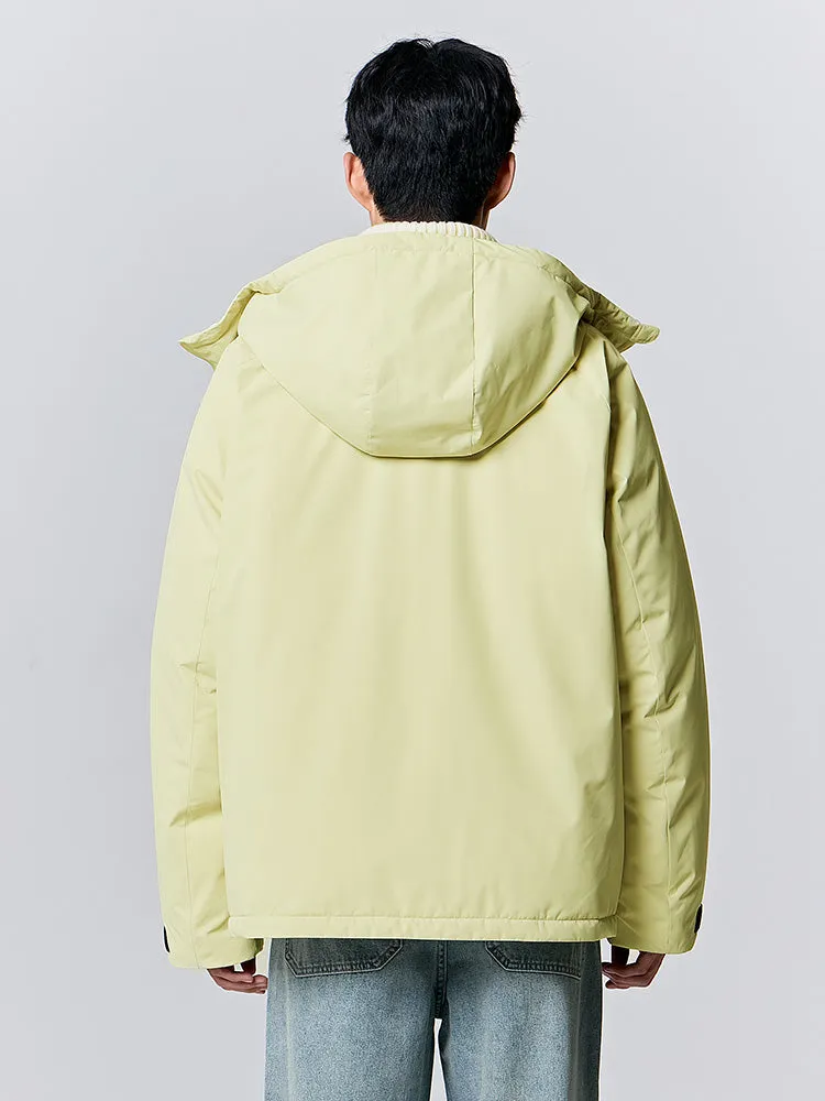 Men's light gray mid-length thick down jacket