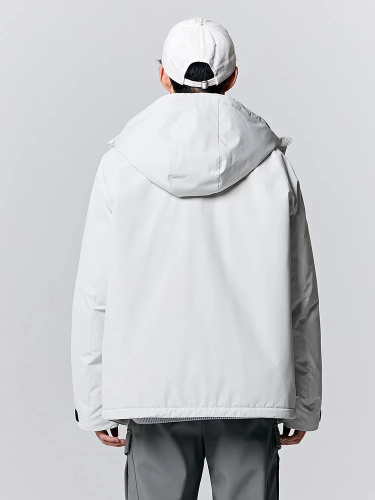 Men's light gray mid-length thick down jacket