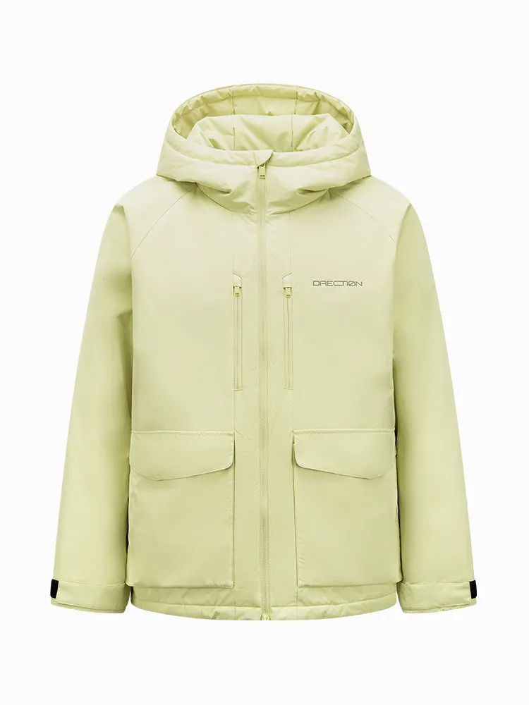 Men's light gray mid-length thick down jacket