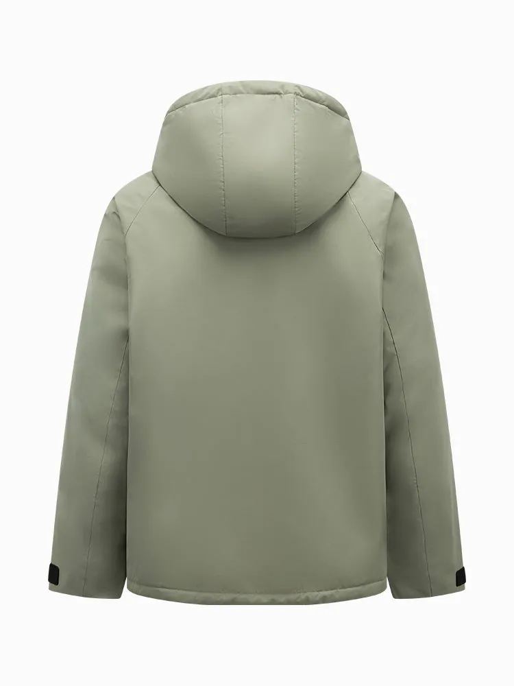 Men's light gray mid-length thick down jacket