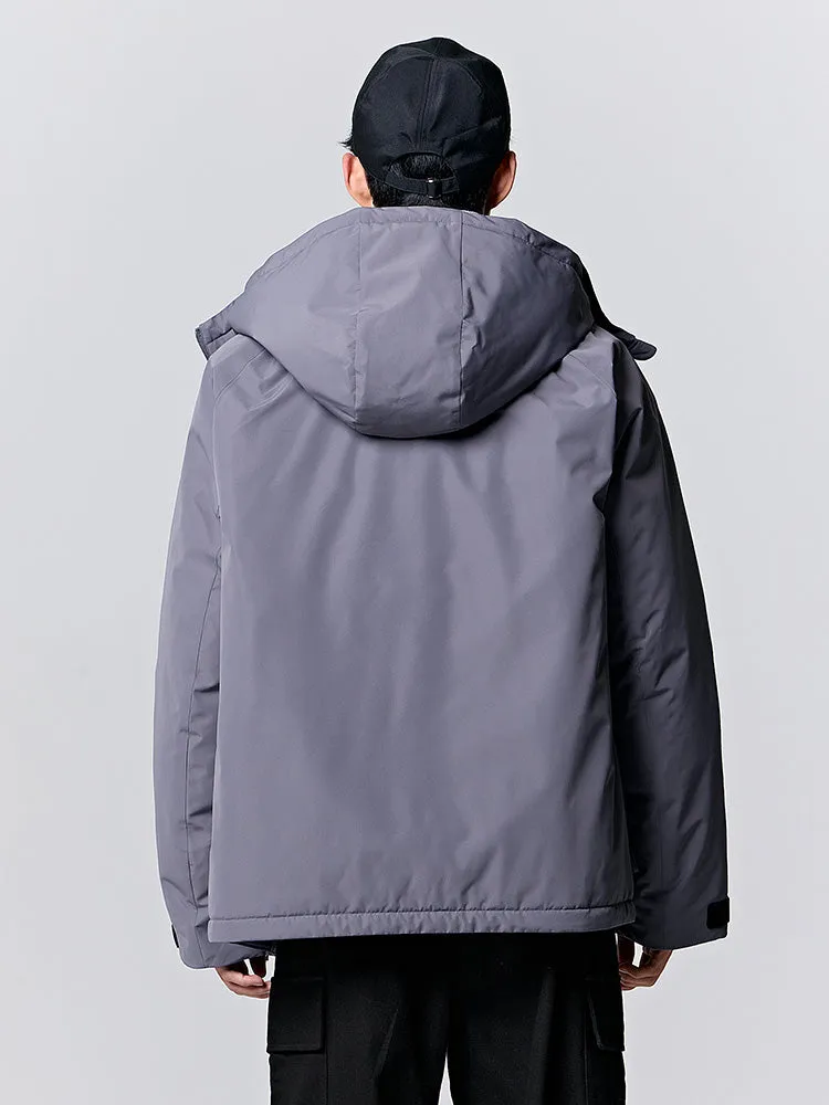 Men's light gray mid-length thick down jacket
