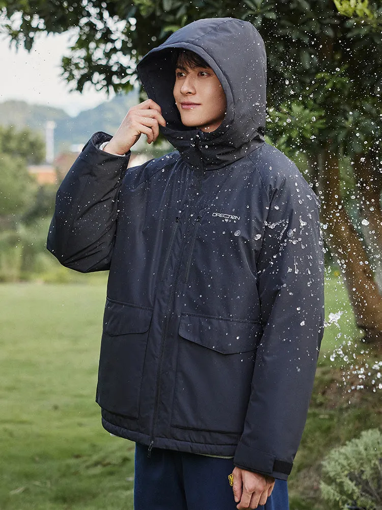 Men's light gray mid-length thick down jacket