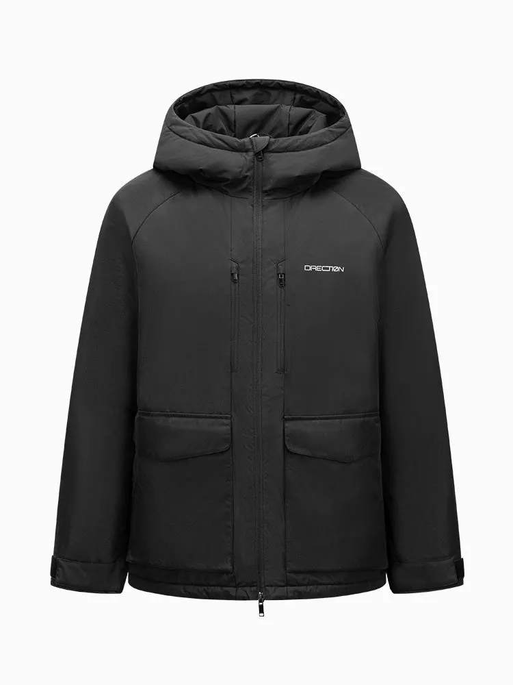 Men's light gray mid-length thick down jacket