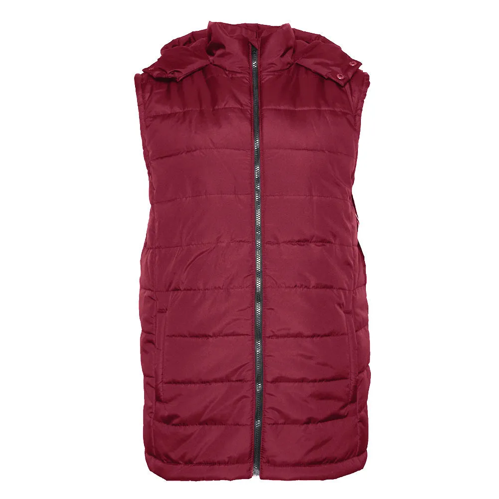Men's Puffer Vest Jacket Fall Winter Zip Up Warm Fleece Lining Button Hoodie