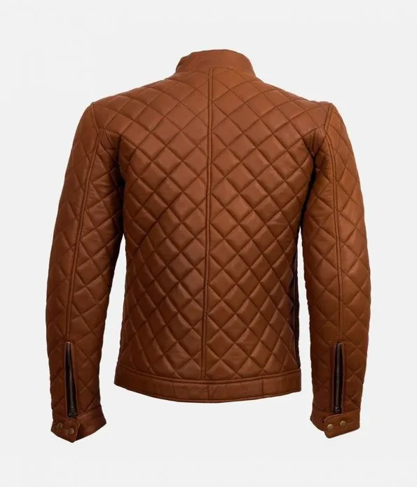 Men's Slim-Fit Quilted Biker Jacket