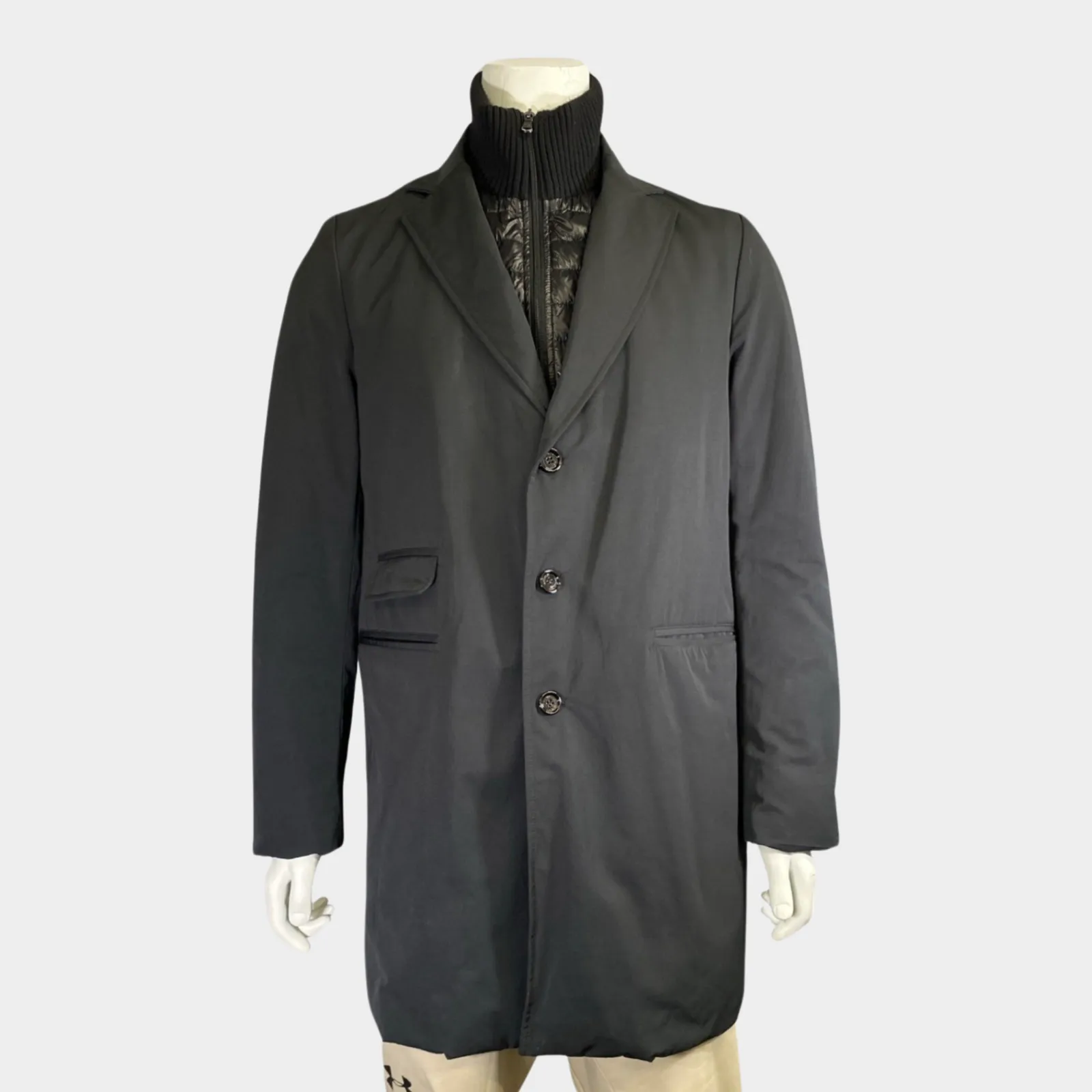 Moncler men's black coat with puffer insert