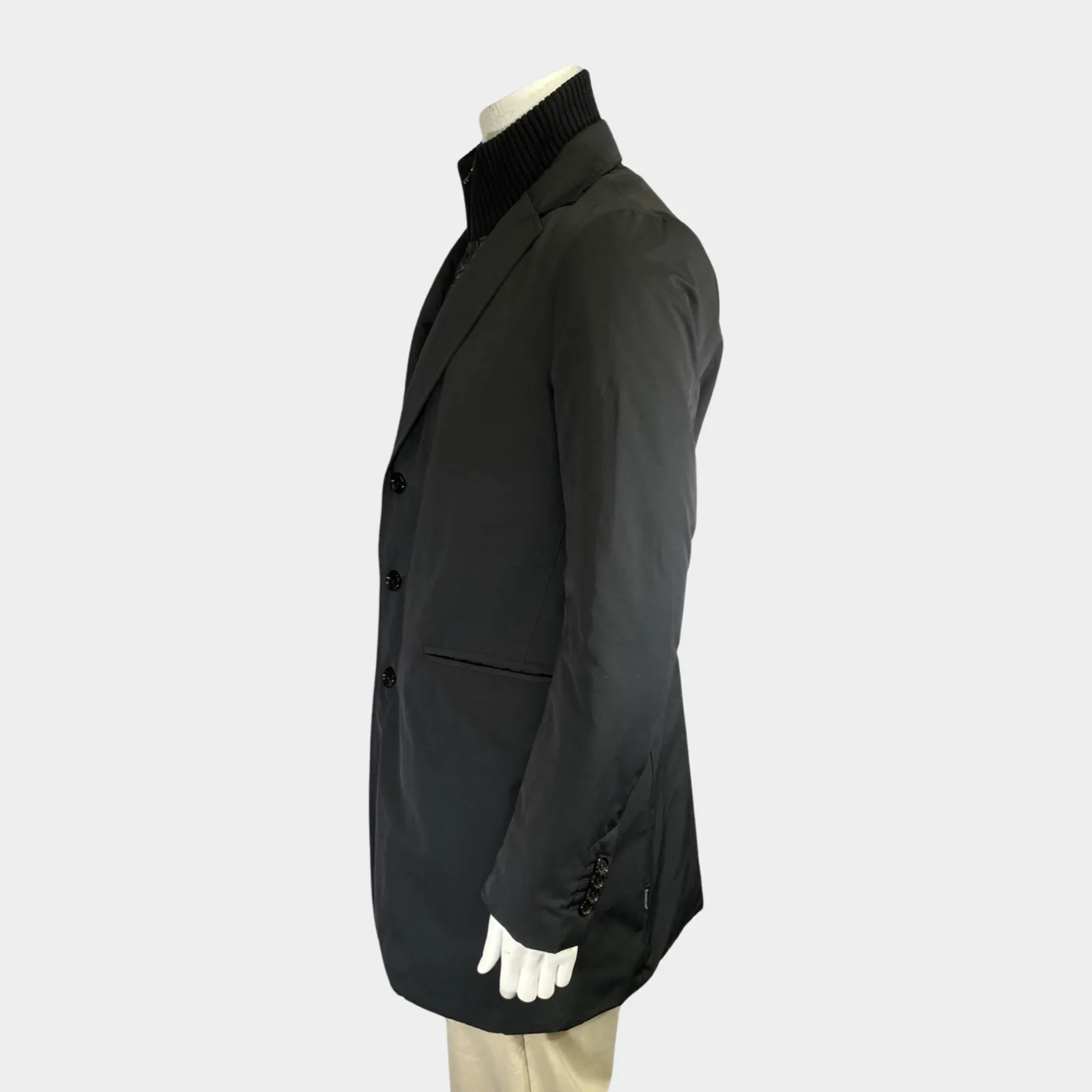 Moncler men's black coat with puffer insert