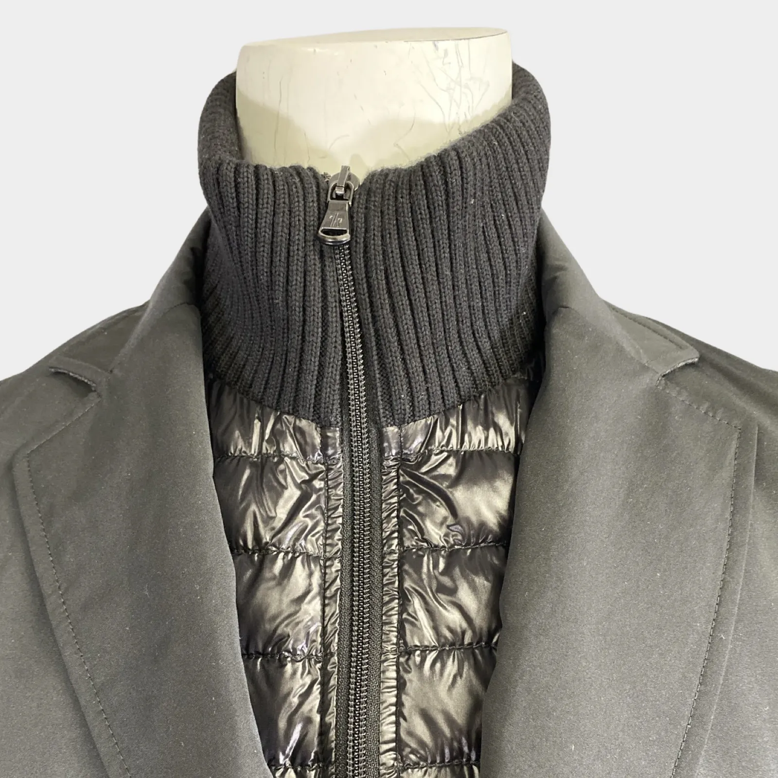 Moncler men's black coat with puffer insert