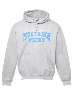 Mustangs Soccer Printed Grey & Blue Hoodie - M